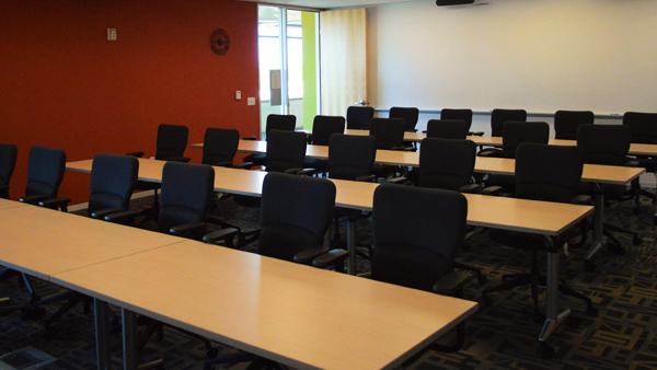 Alliance room set up classroom style.