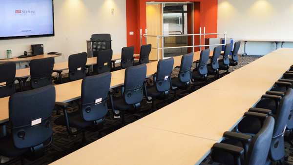 Discovery room, classroom style from back of room